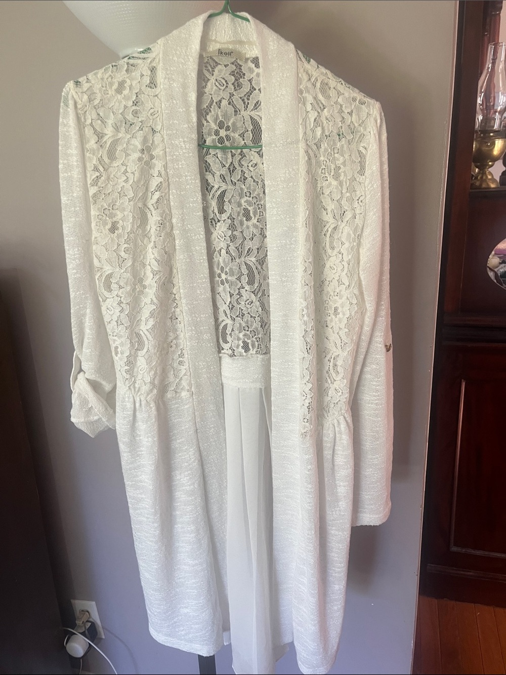 Ikoll Lace/Sheer White Open Cardigan by Ikoll - Turkey